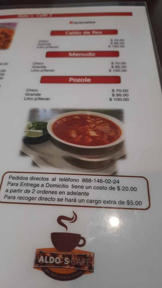 Aldos Cafeteria Menu - Image 2