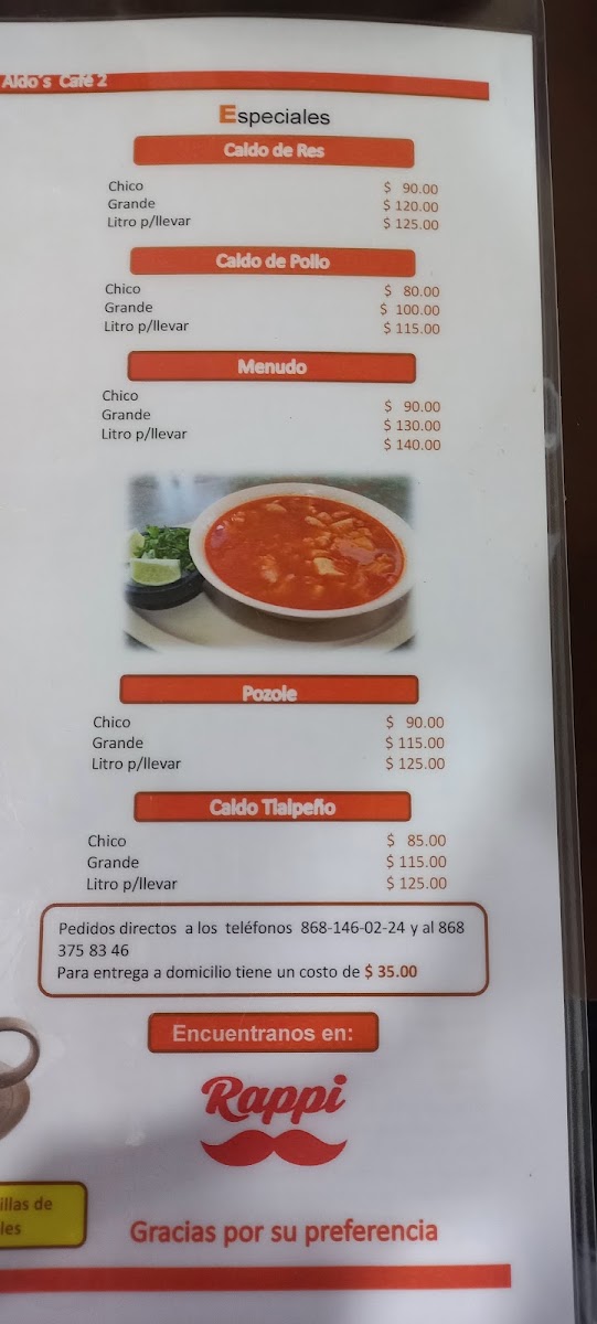 Aldos Cafeteria Menu - Image 3